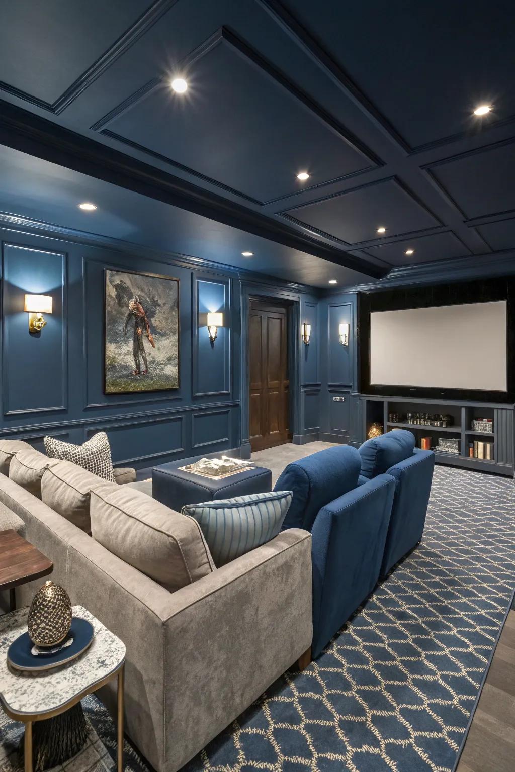 A well-chosen color scheme sets the mood for your media room.
