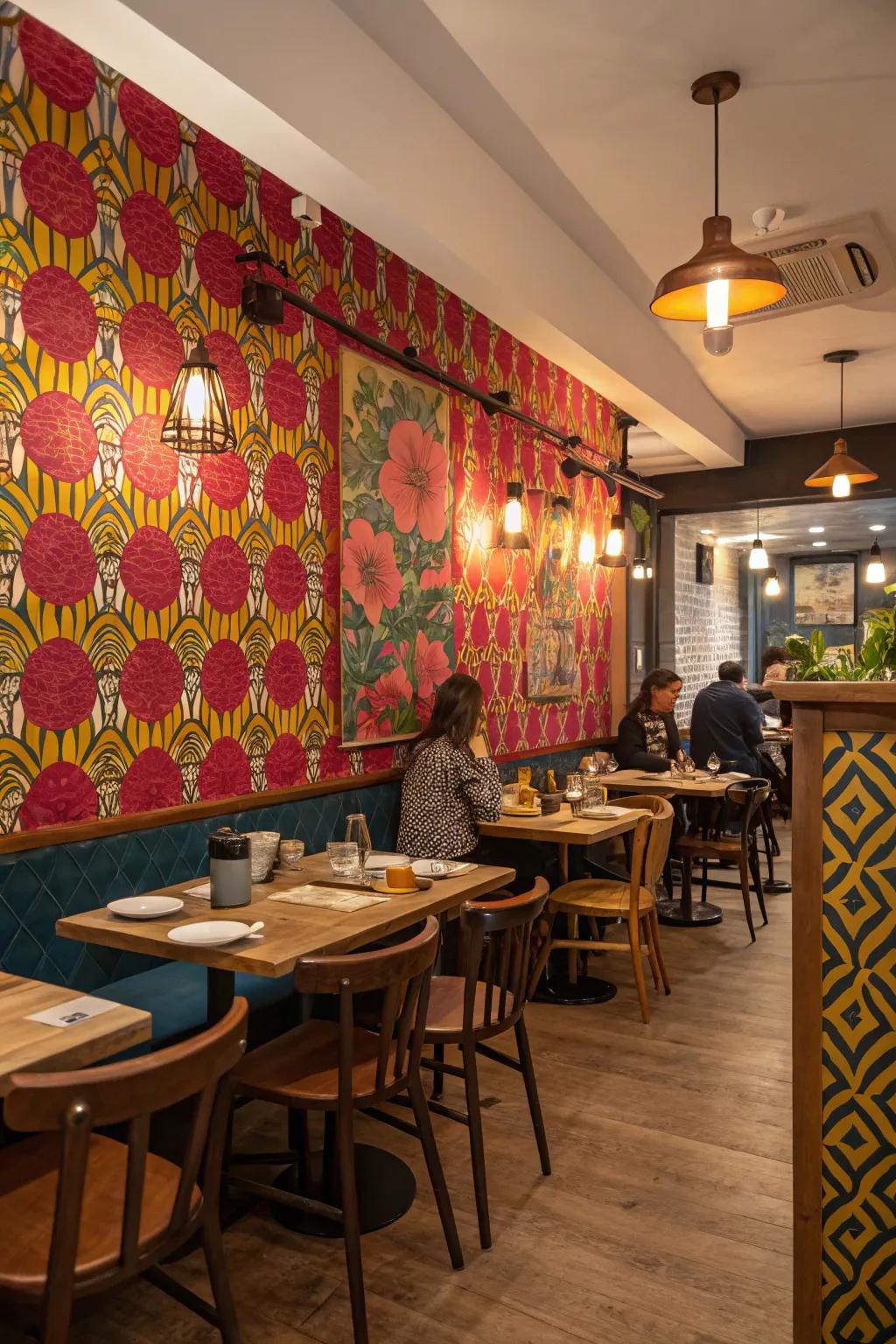 A statement wall establishes a captivating focal point.
