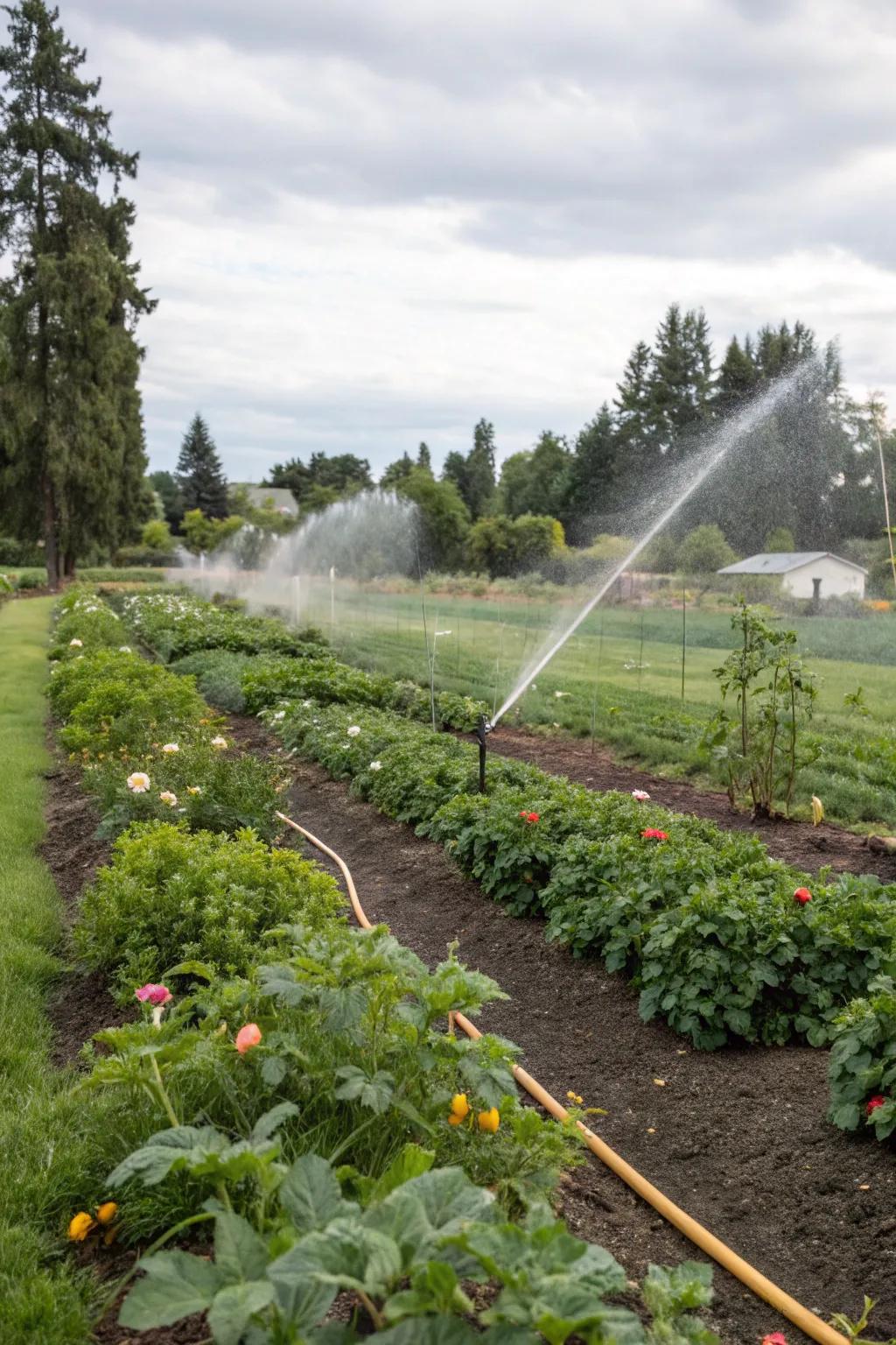 An automated watering system keeps a Portland garden thriving effortlessly.