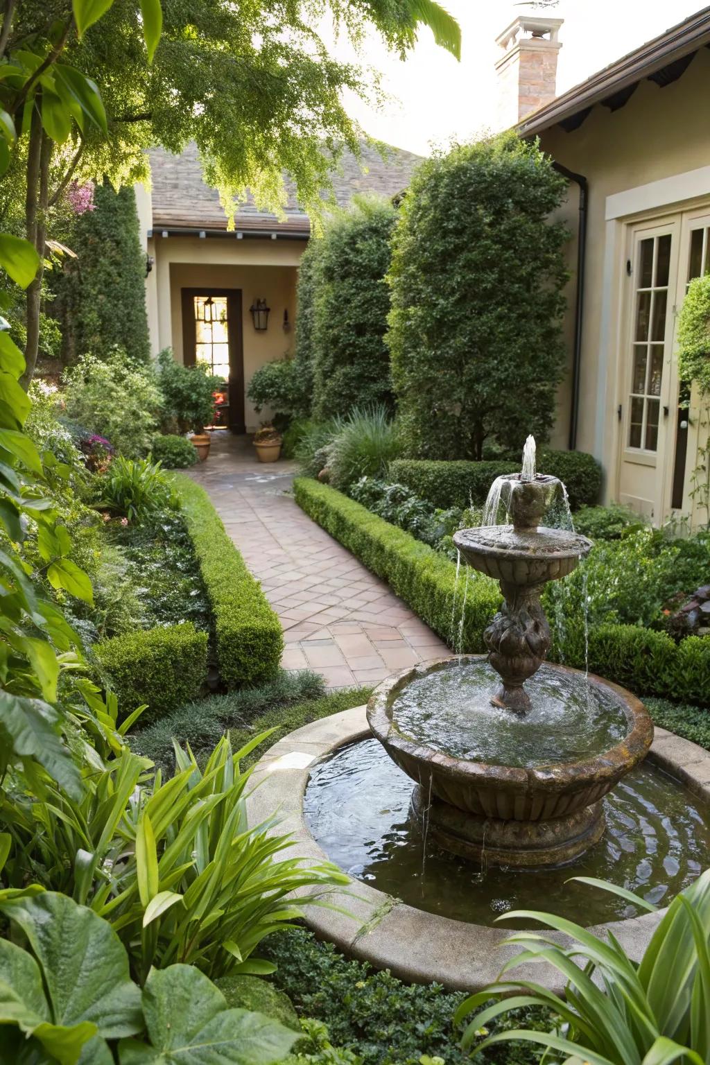 Water features add a peaceful touch to any garden.