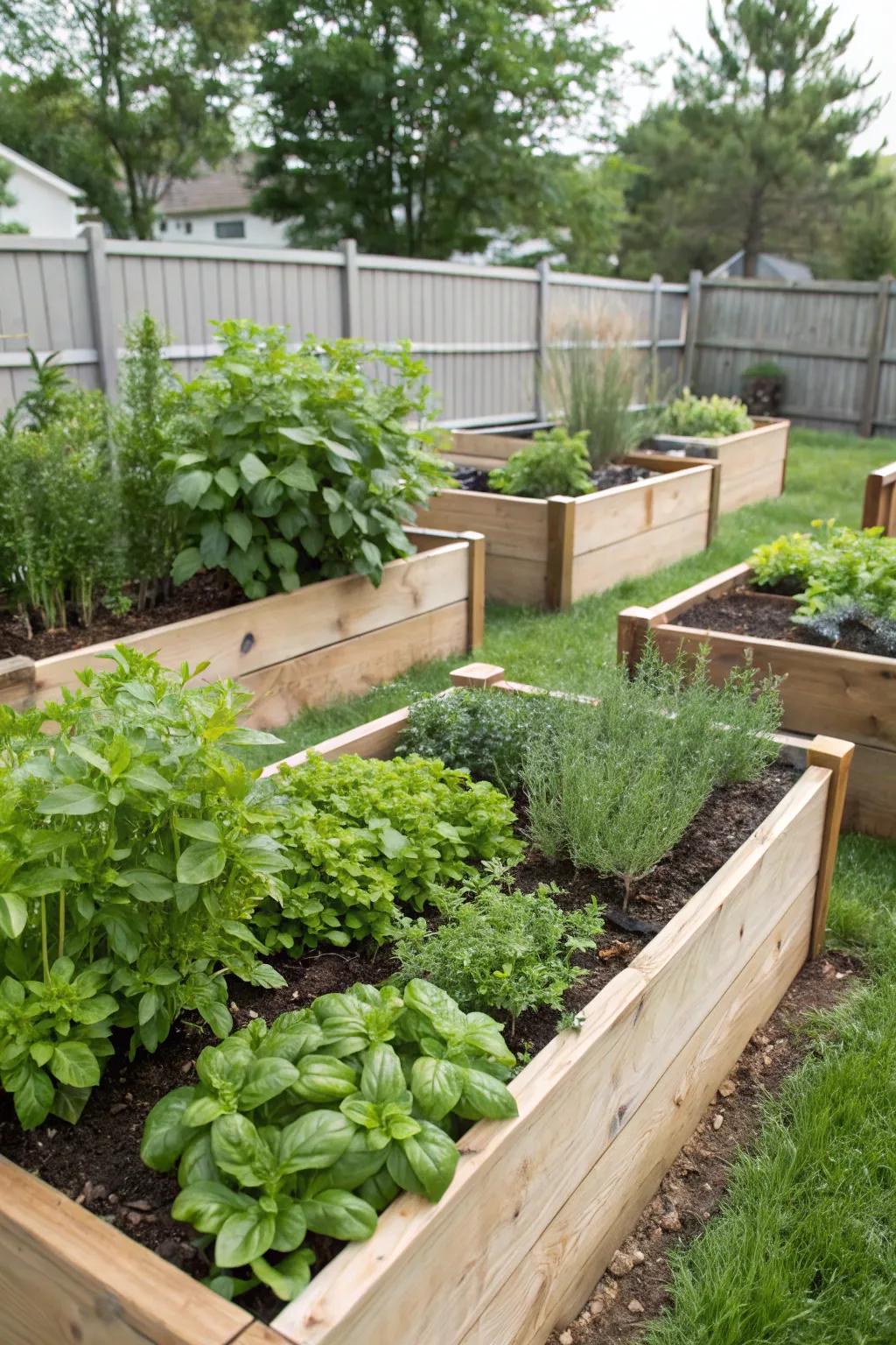 An herb garden is both practical and visually appealing.