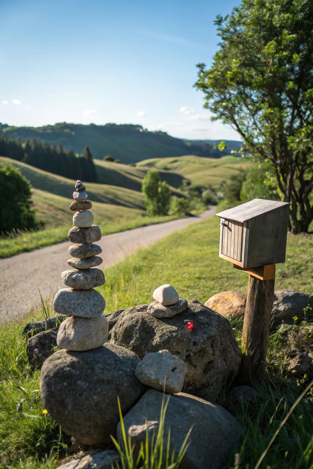 Zen rock gardens bring tranquility to your mailbox landscape.