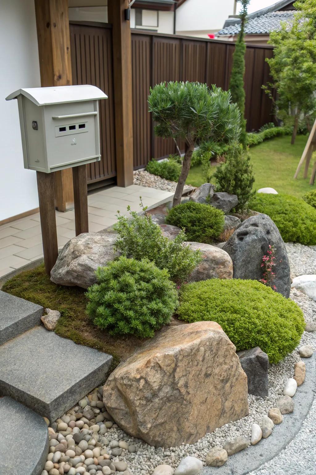 Zen stone formations bring tranquility and balance.