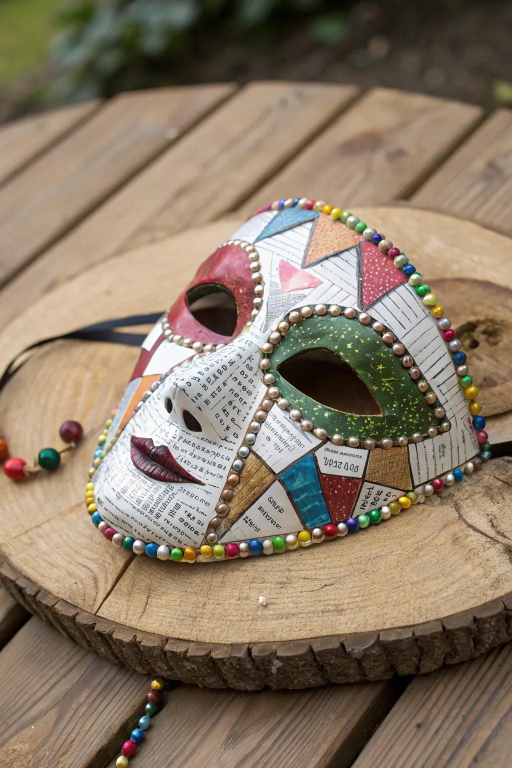 Reclaimed materials turn ordinary masks into eco-conscious art.