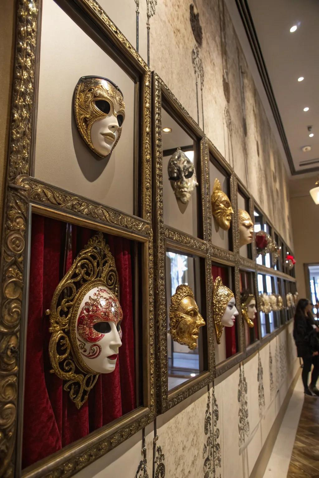 Reflected backdrops enhance the visual impact of these masks.