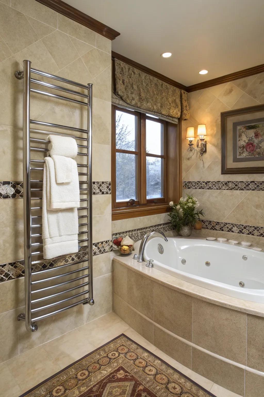 Adding a cloths heater elevates the bathing area experience by adding warmth and luxury.