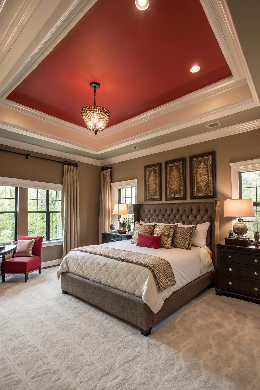 Bold colors can make your tray ceiling the main attraction of the room.