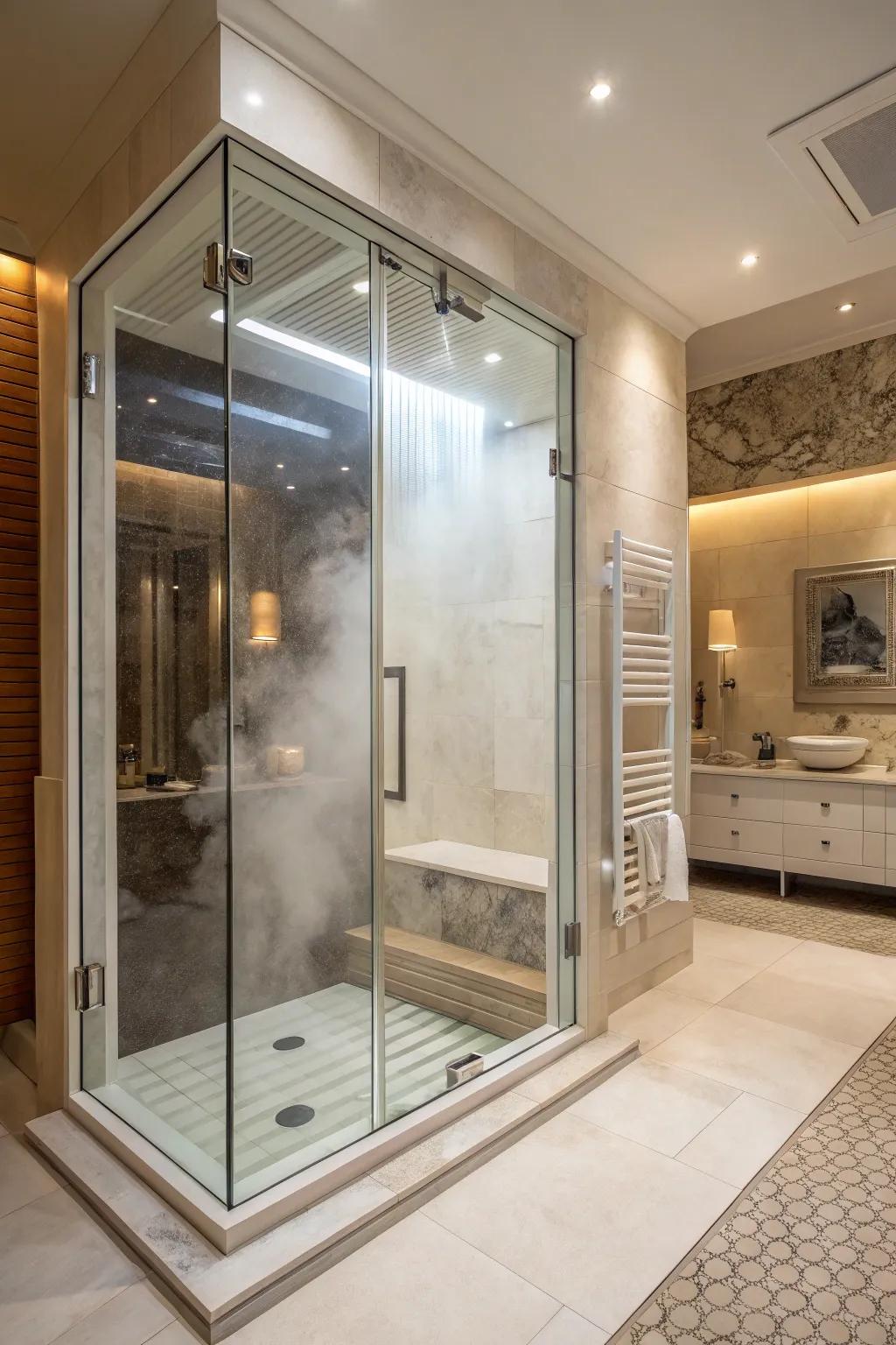 Steam functions add a spa-like experience to your master shower.