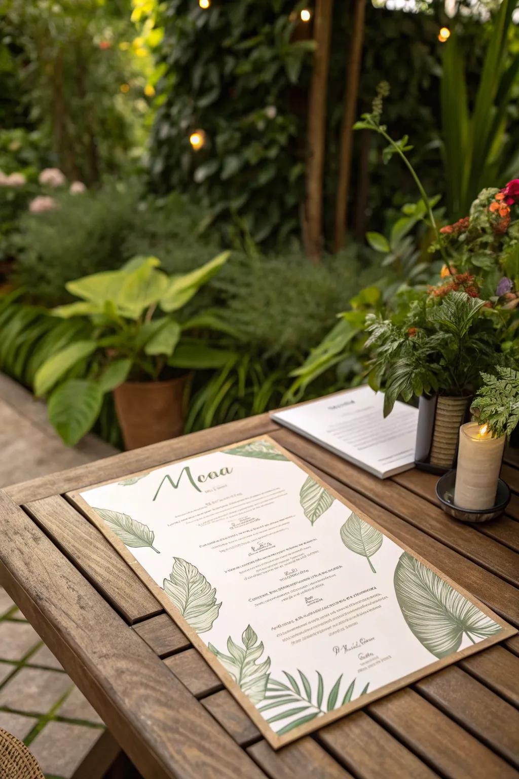 Organic themes introduce a fresh, natural element to your menu.