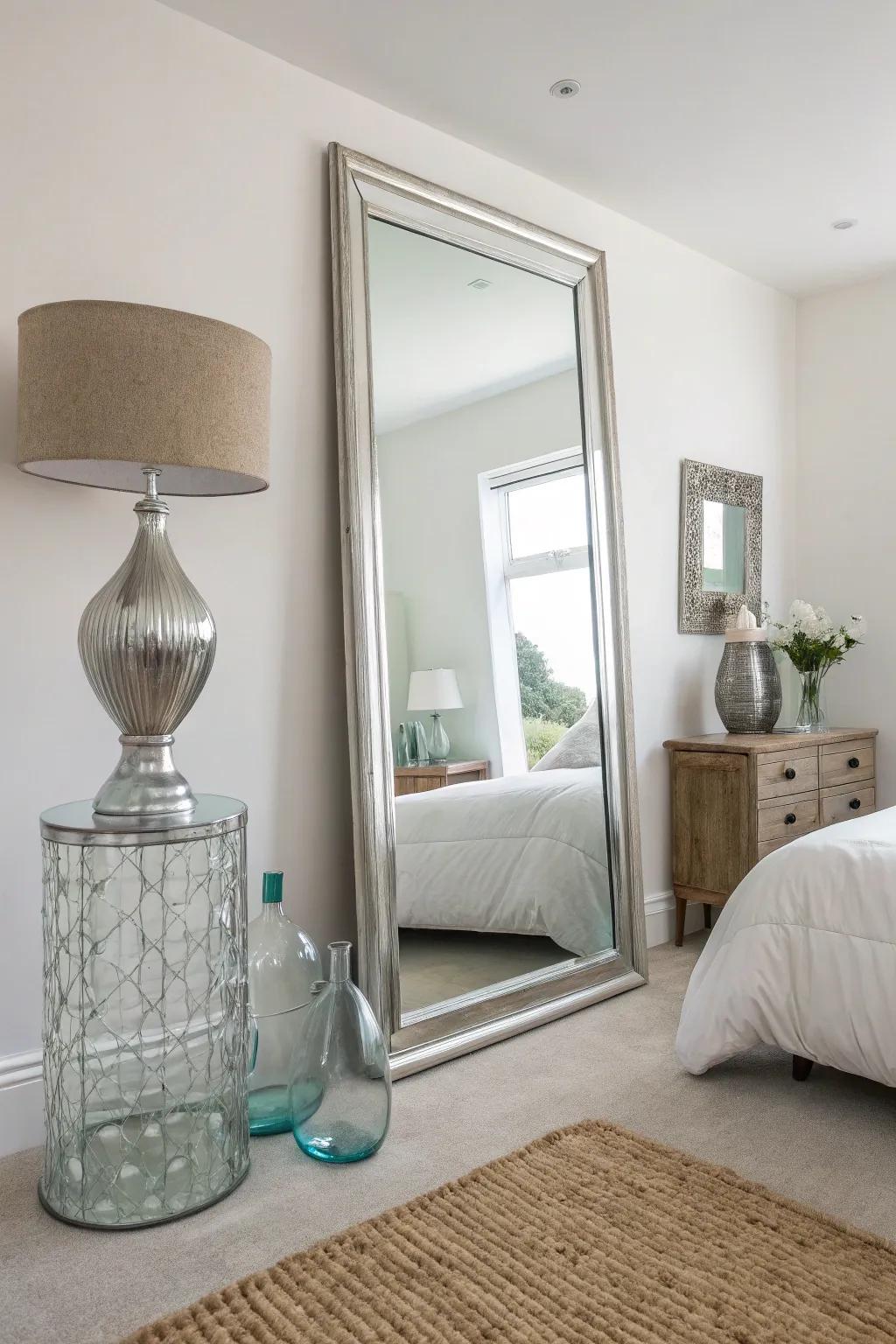 Reflected surfaces enhance brightness and area.