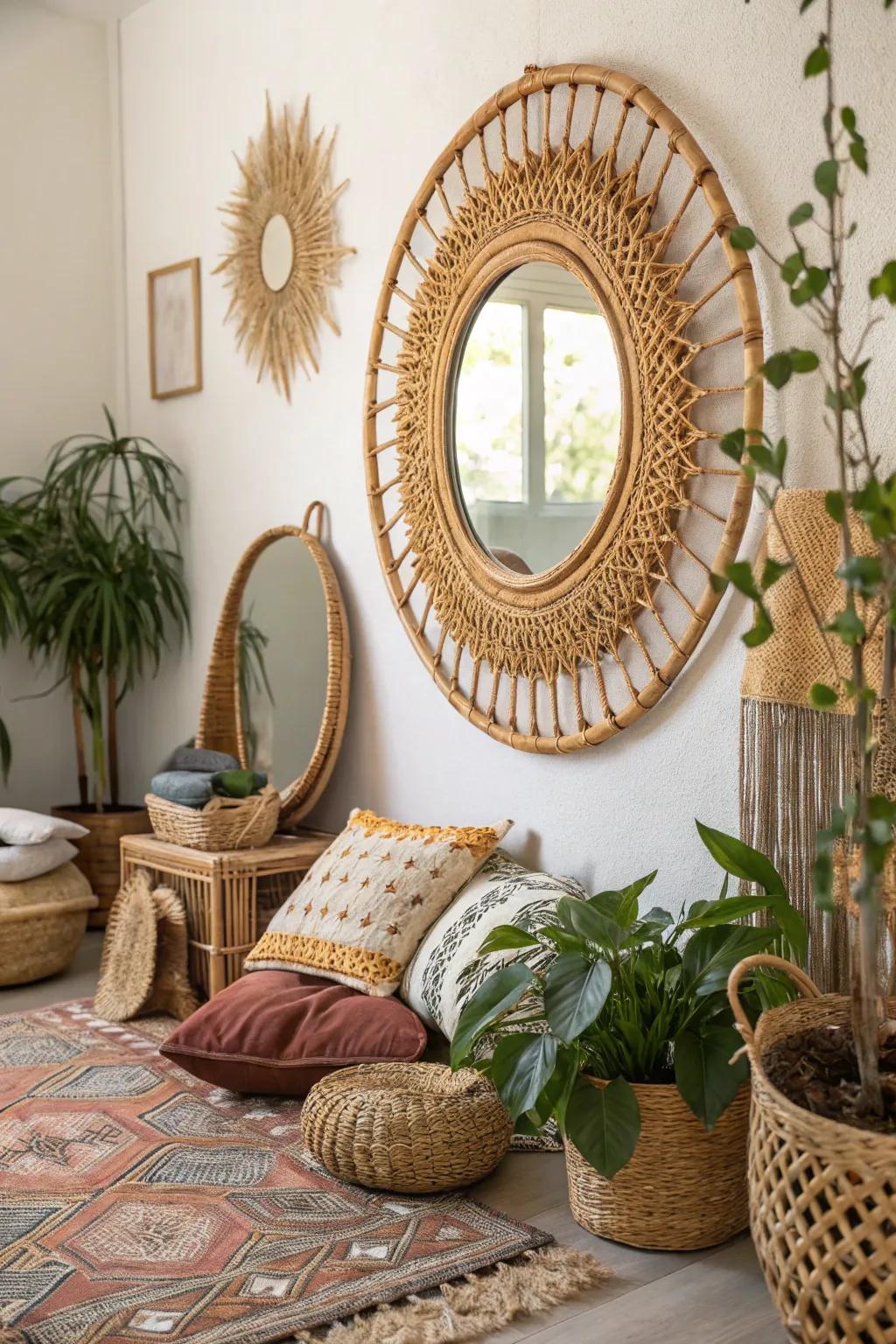 Cane reflectors inject a natural, textured component to spaces.