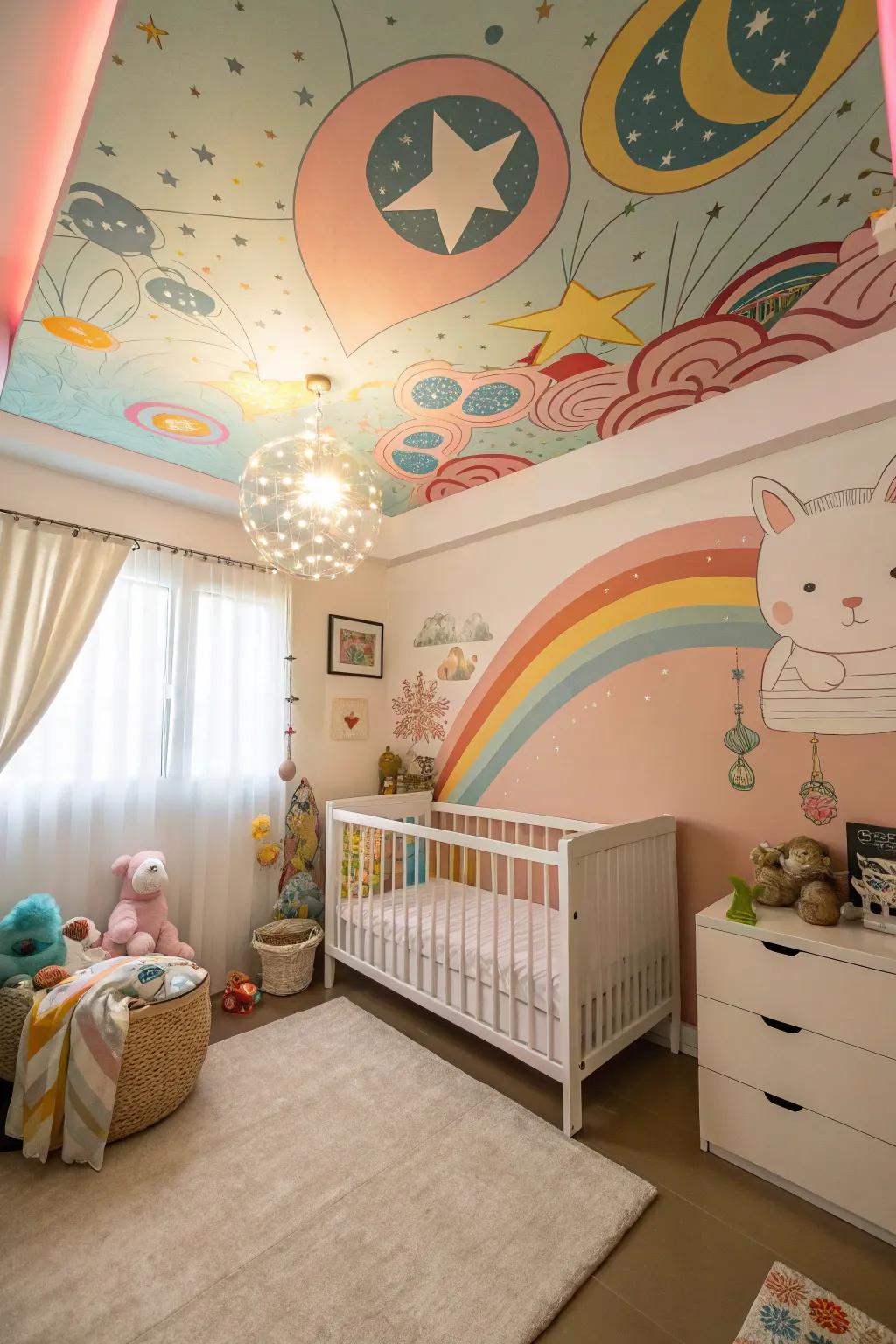 A vibrant overhead area contributes an unanticipated element of enjoyment.