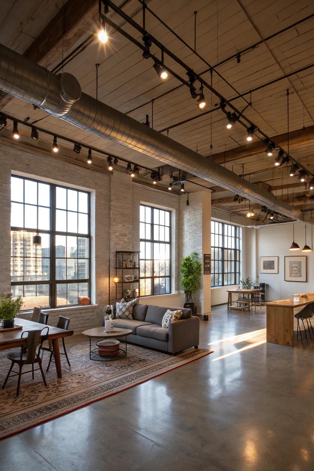 Track illumination offers flexible illumination options.