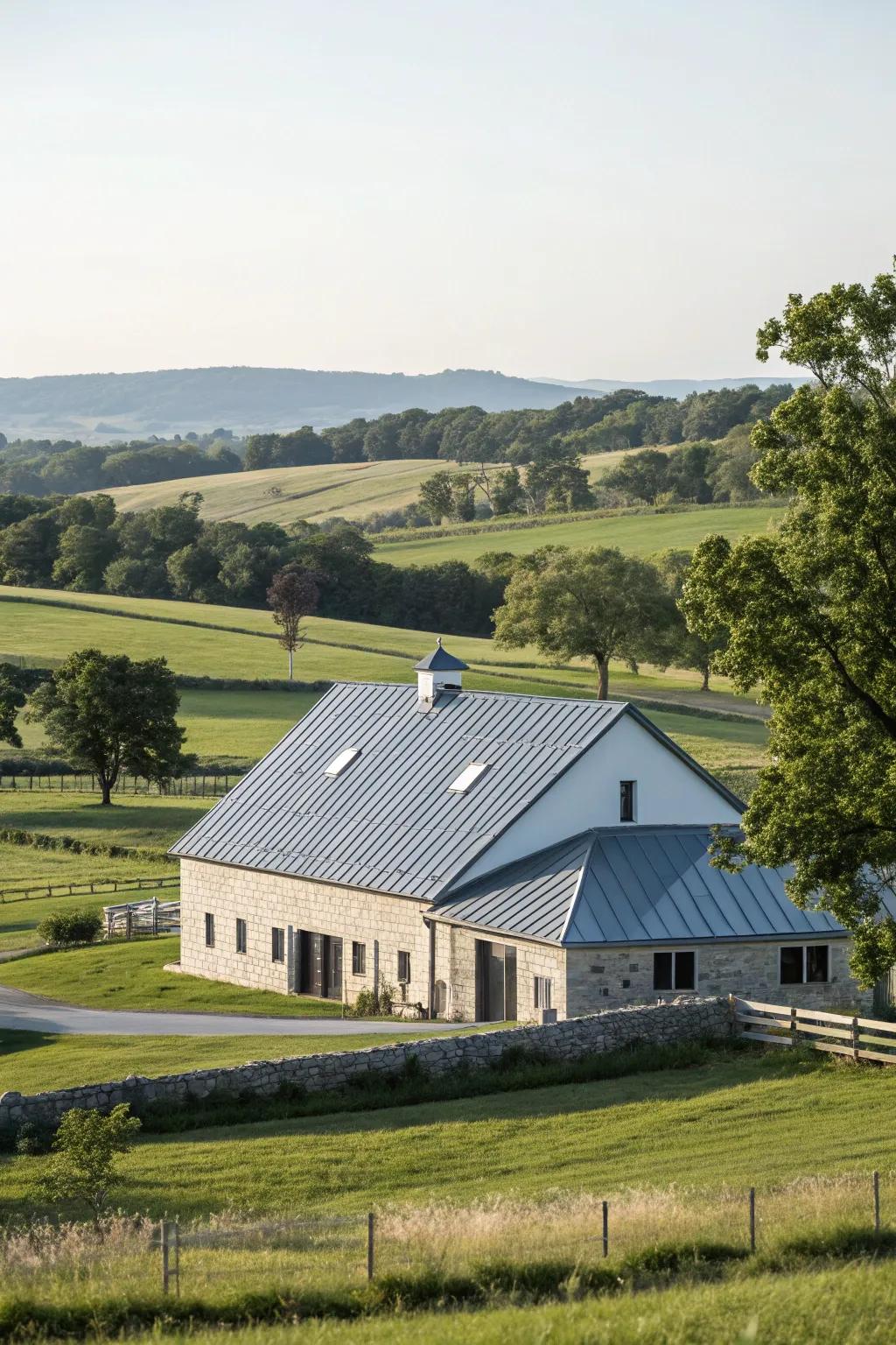 Understated elegance: A farmhouse with a simple metal roof.