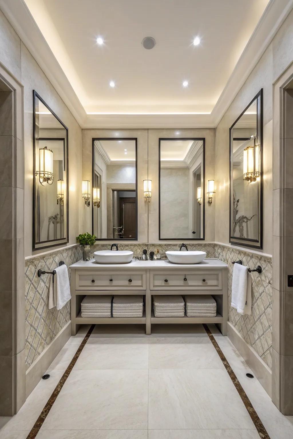 Symmetry brings stability and peace to lavatory design.