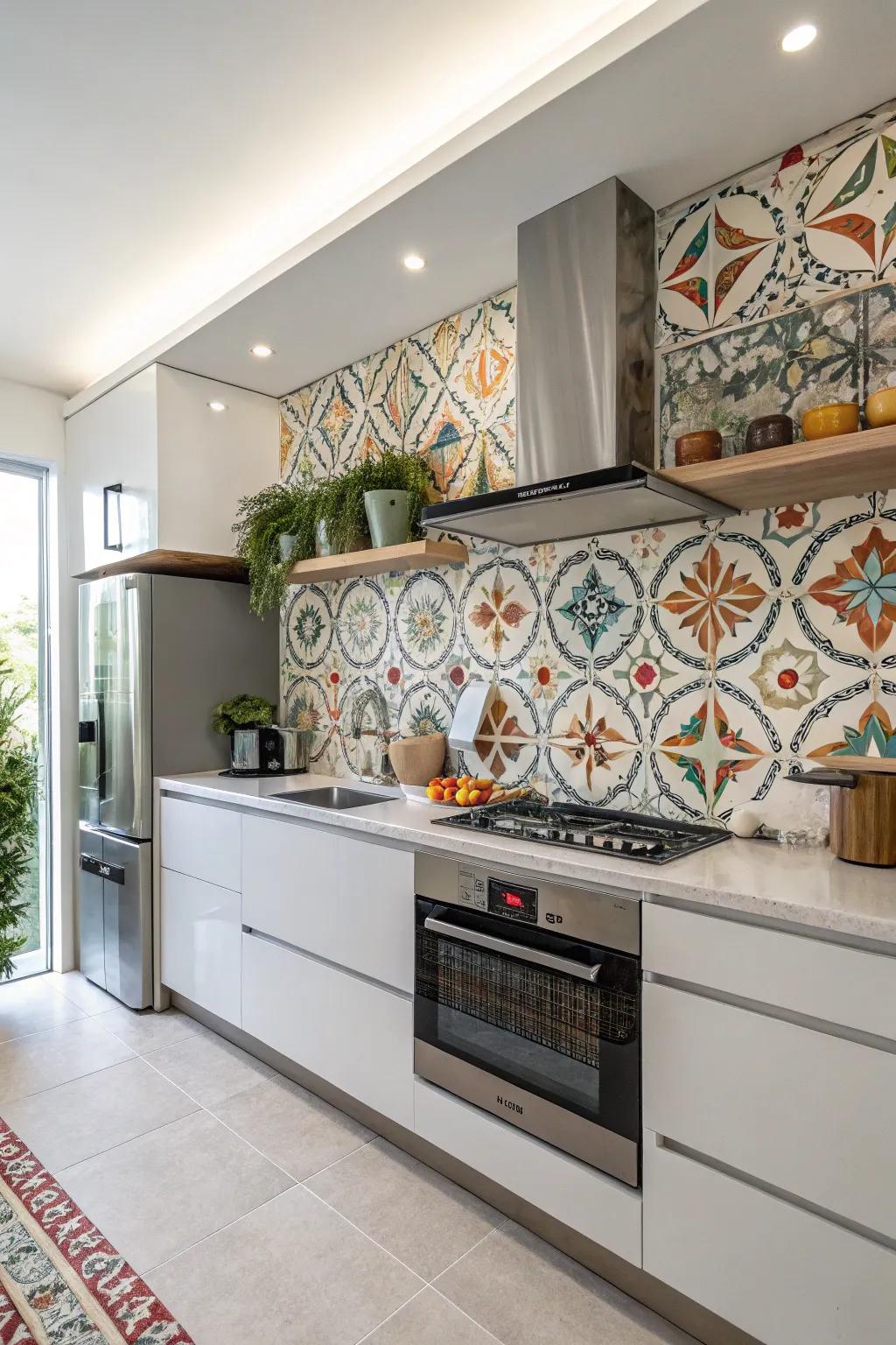 Patterned squares add playful sophistication.
