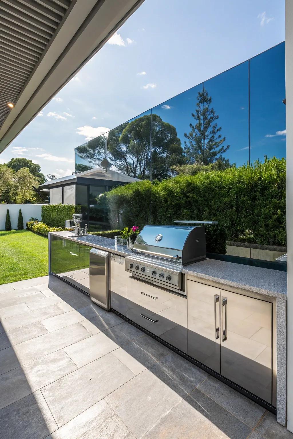A crystal splash-guard adding shine and sophistication to the cooking area.