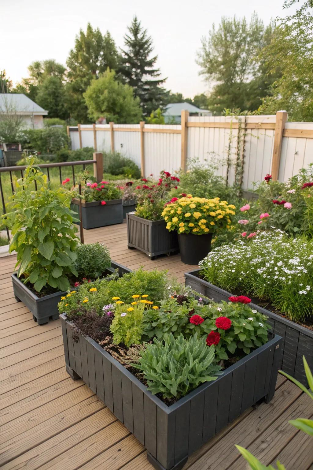 Movable planters letting you change your garden design.