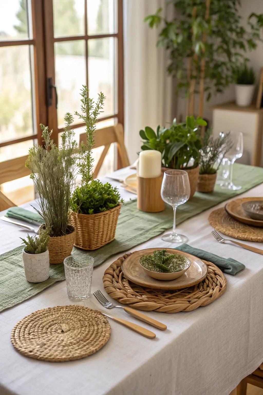 While remaining sustainable, eco-conscious table coverings provide elegant style.
