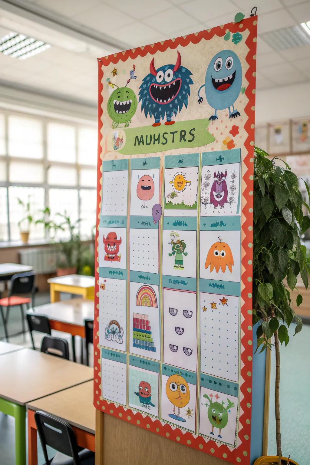 A milestone board that uses creatures to celebrate student achievements.