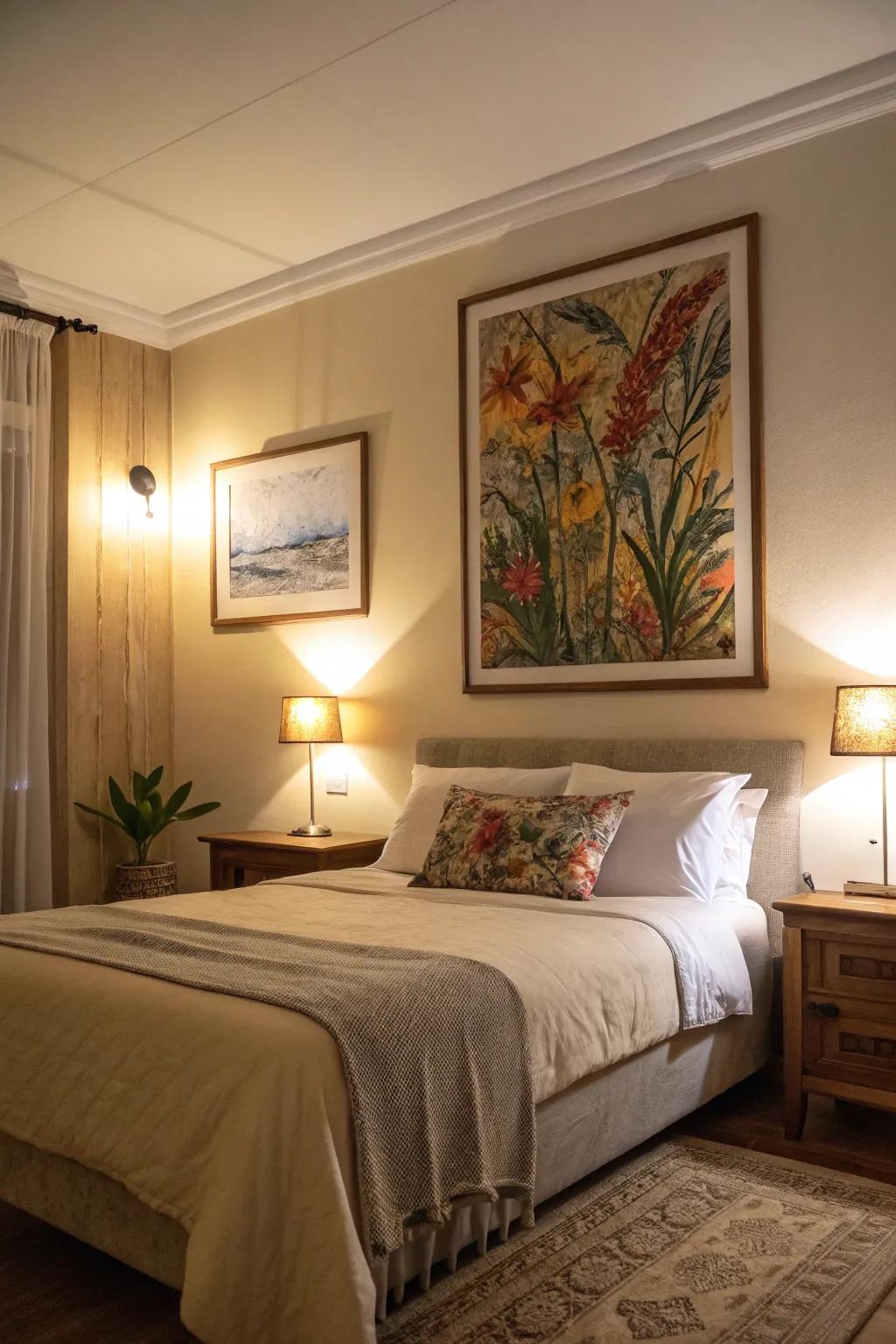 Accent lights showcasing your favorite art.