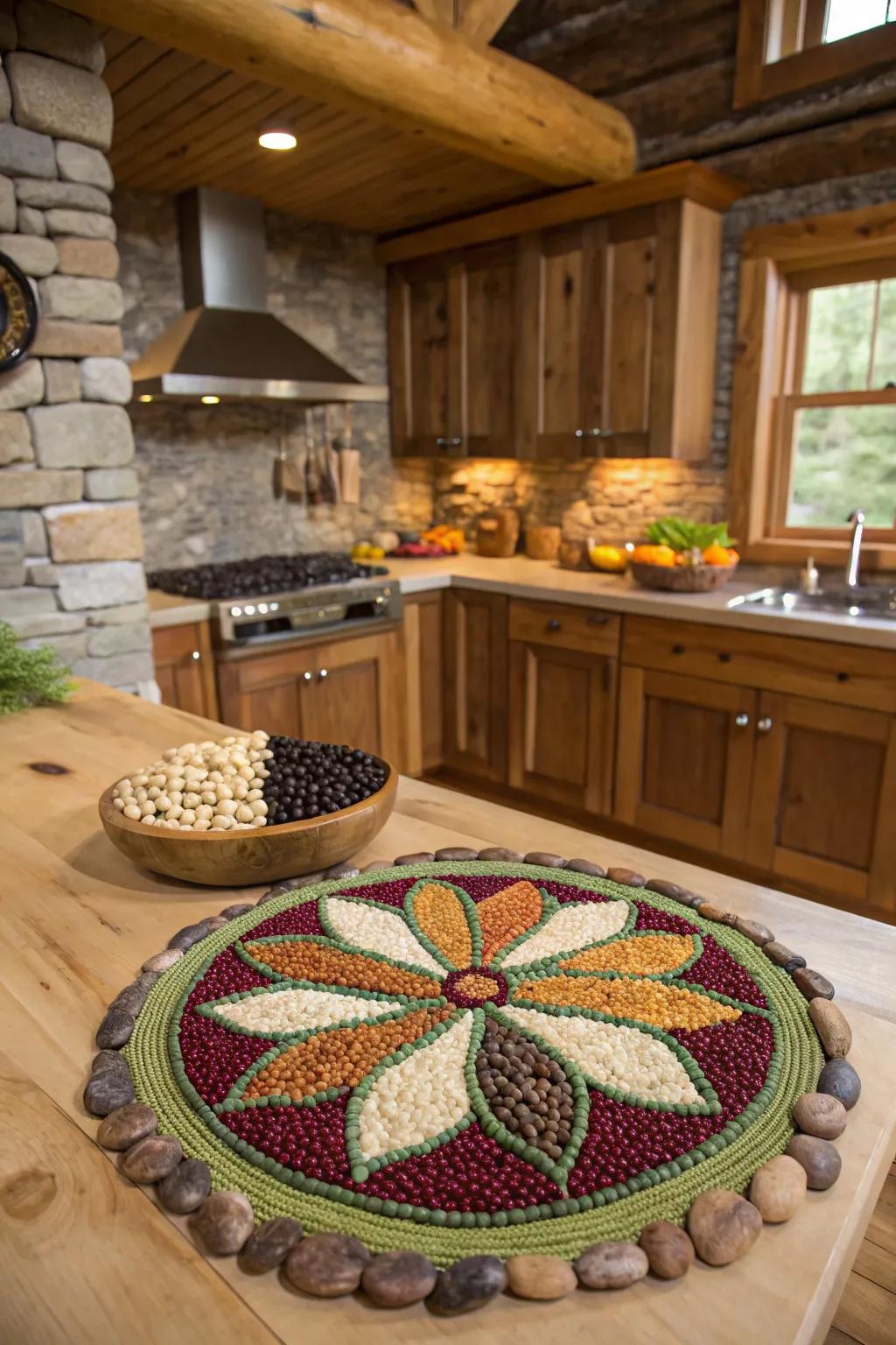 Pulses and grains present a natural, earthen texture to mosaics.