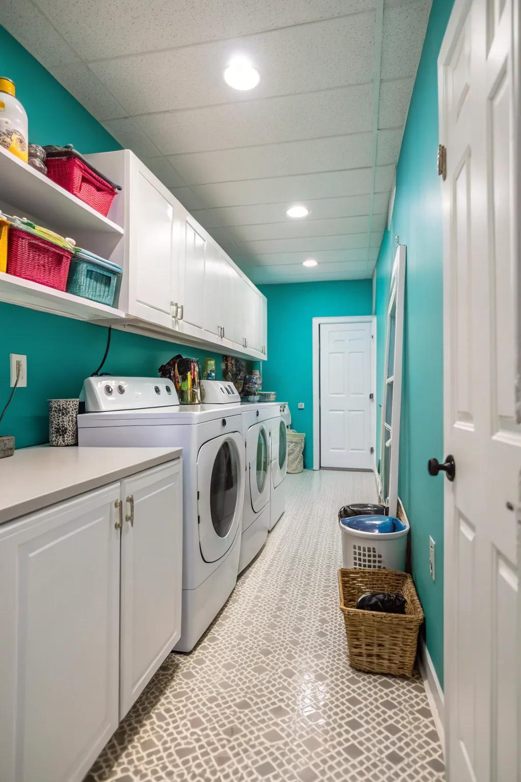 An expressive pop of color turns a functional space into a stylish escape.