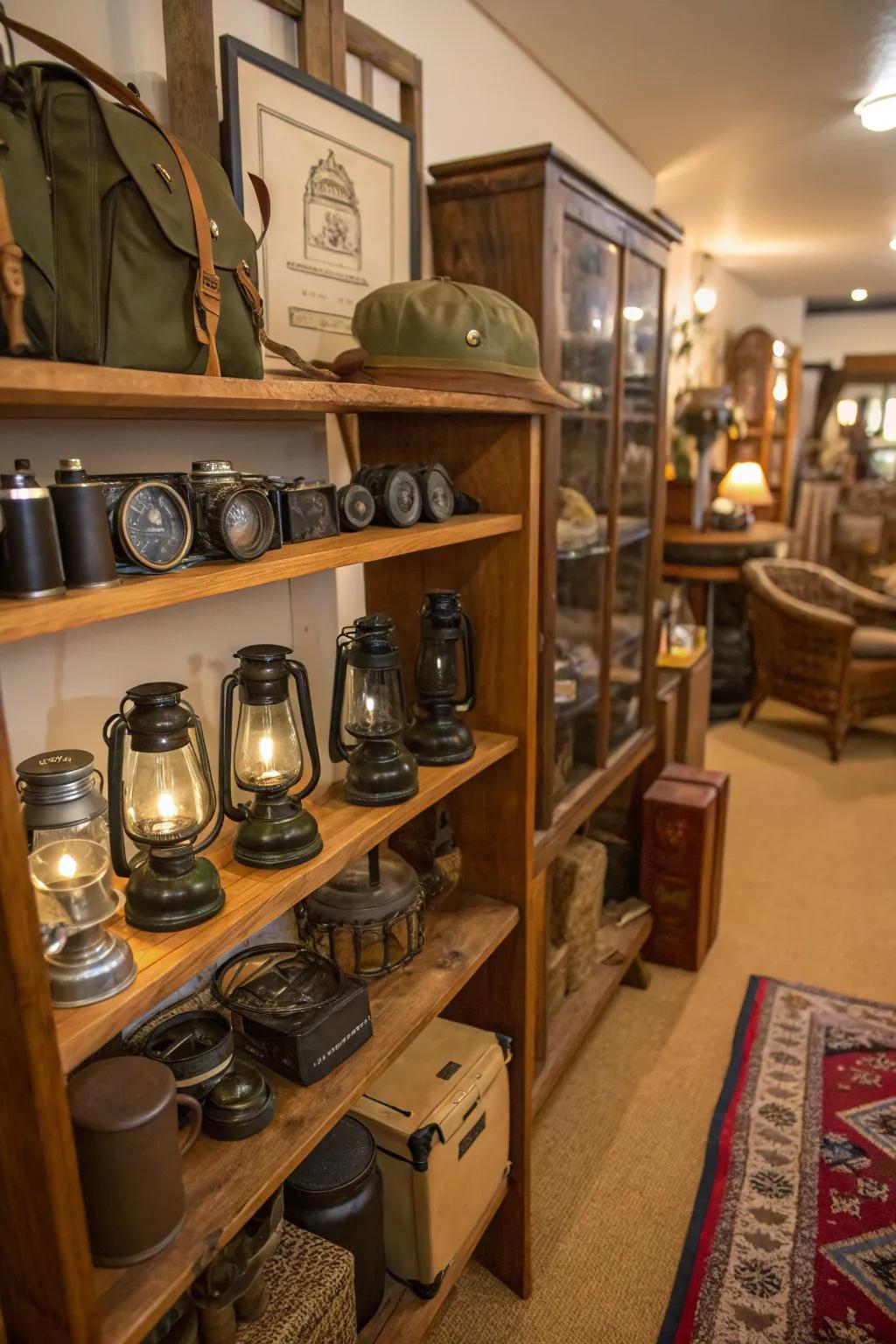 Antique outdoor gear adds a historical touch to your decor.