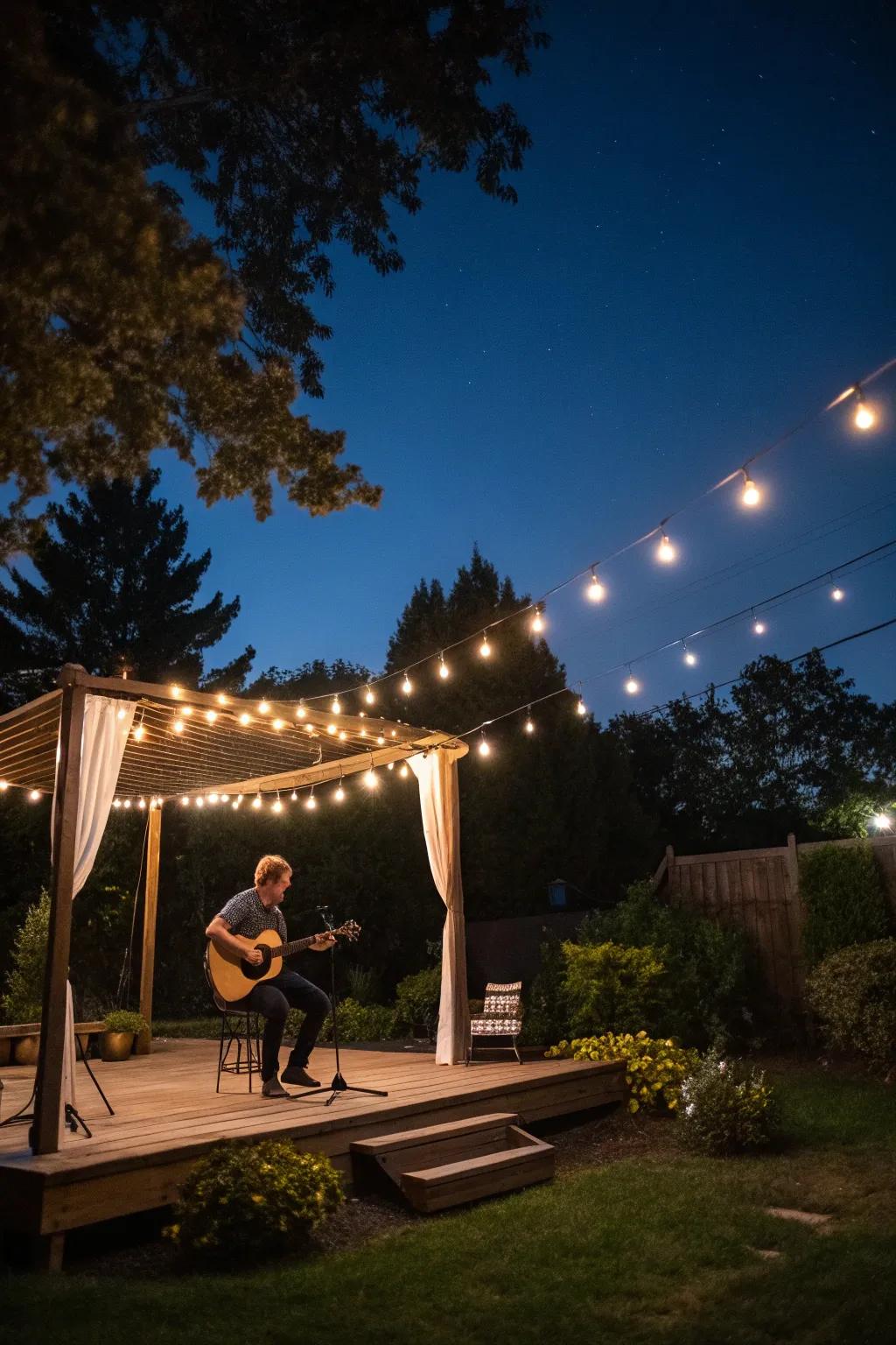 Live music crafts an intimate and energetic setting.