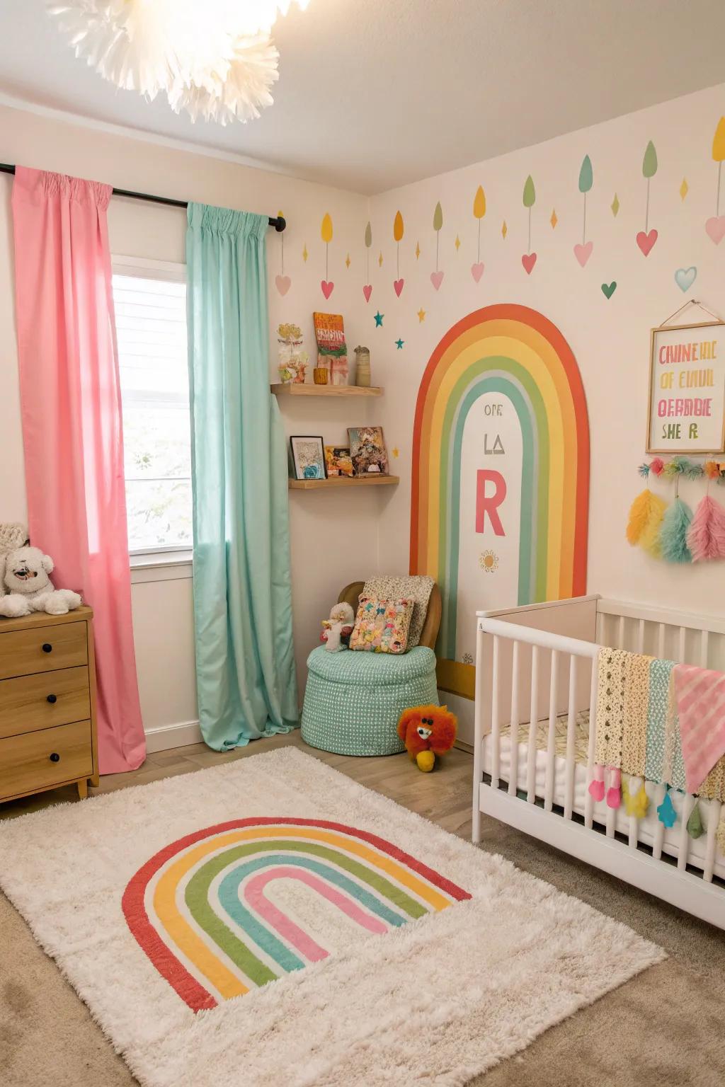 Introduce a burst of color and joy with a rainbow nursery.