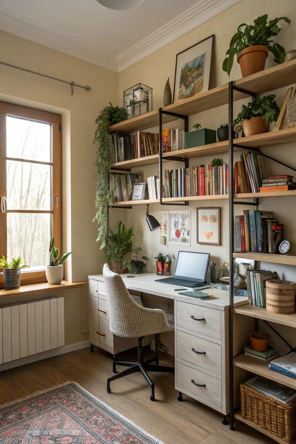 Open shelving keeps essentials accessible and stylish.