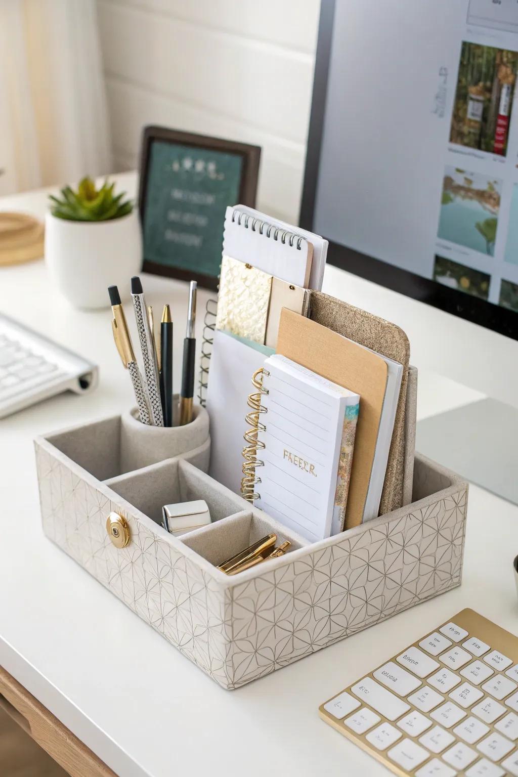 Maintain neatness with a functional desk coordinator.