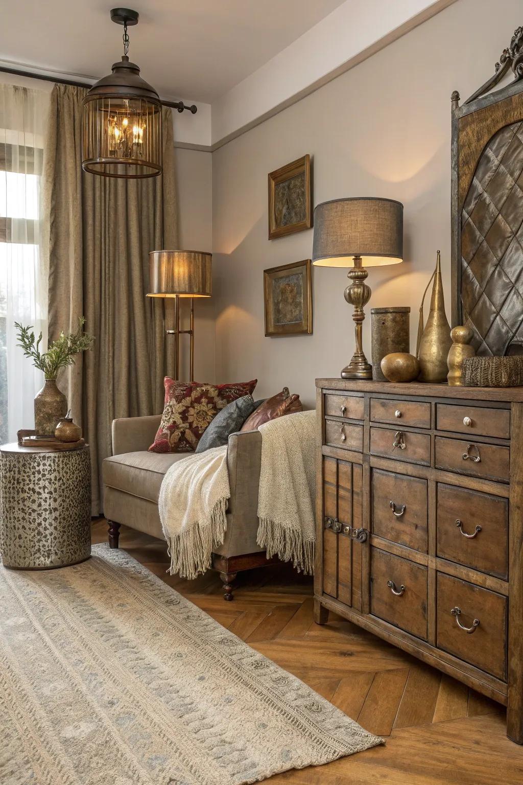 Variety in texture adds depth and interest to the room.