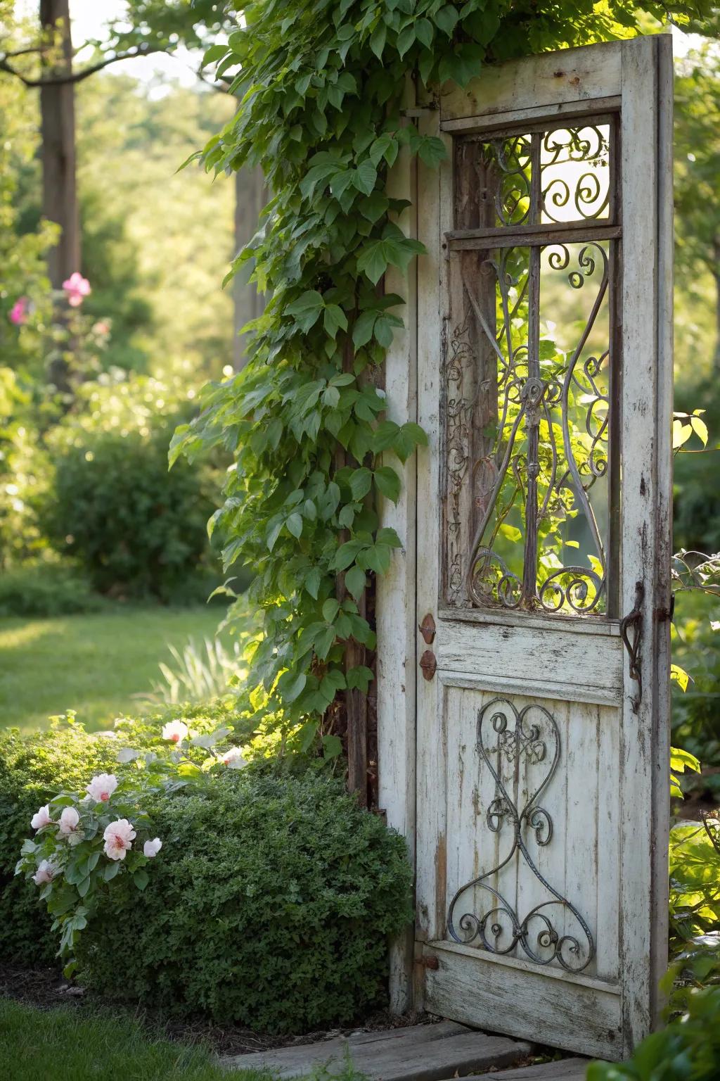 Turn your garden into a peaceful retreat with a vintage screen door secluded screen.