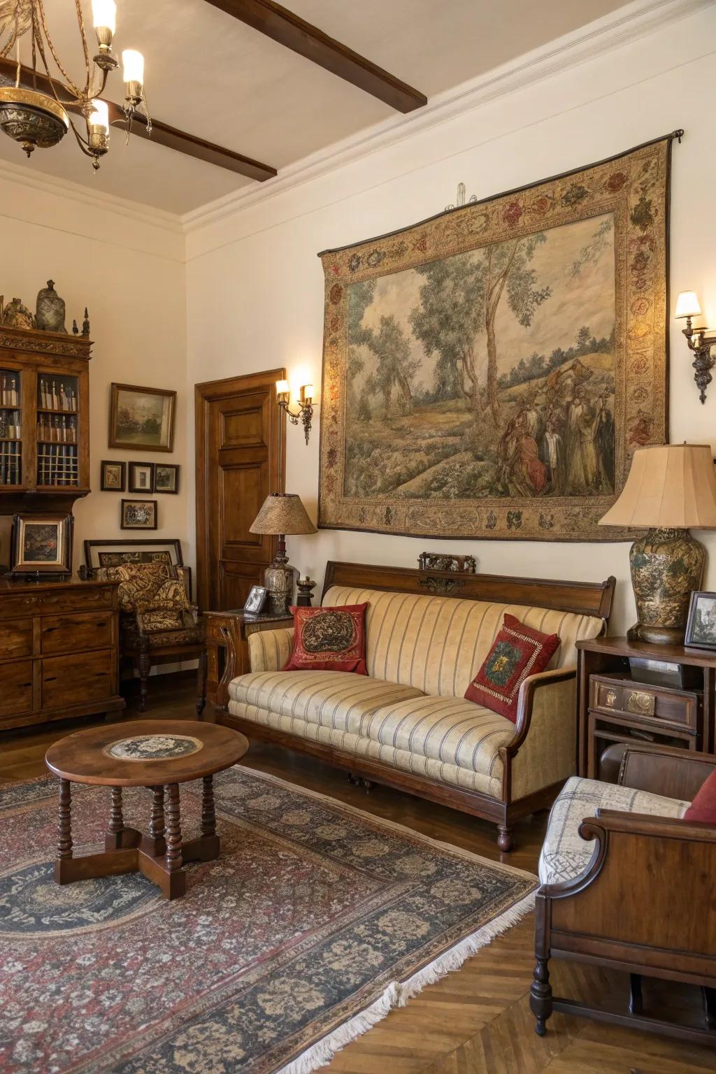 Classic wall art creates a key focus.