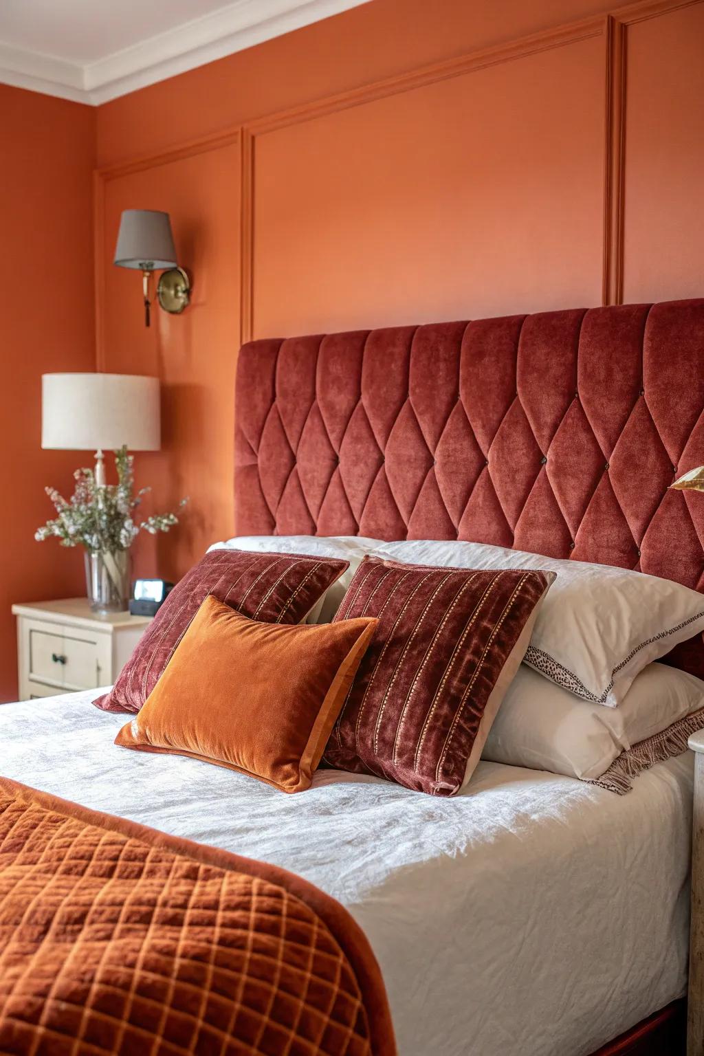 Plushness injects a dash of luxury onto the vibrant orange backdrop.
