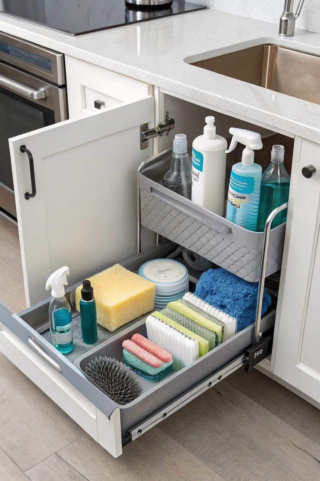 Roll-out trays bring items from the back of the cabinet to you.