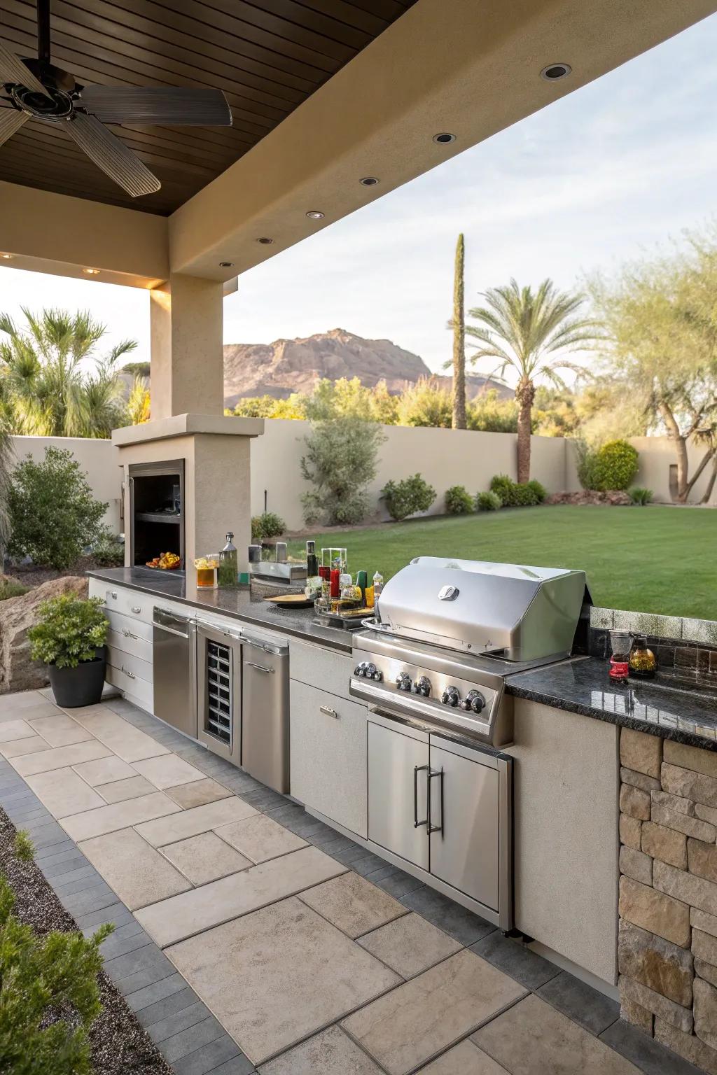 A drink station maintains drinks chilled and convenient.
