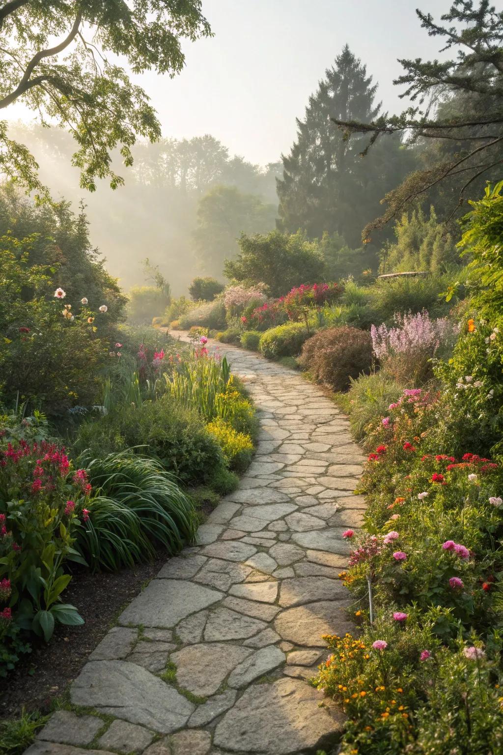 Roam through the elegance of your garden using an enchanting path.