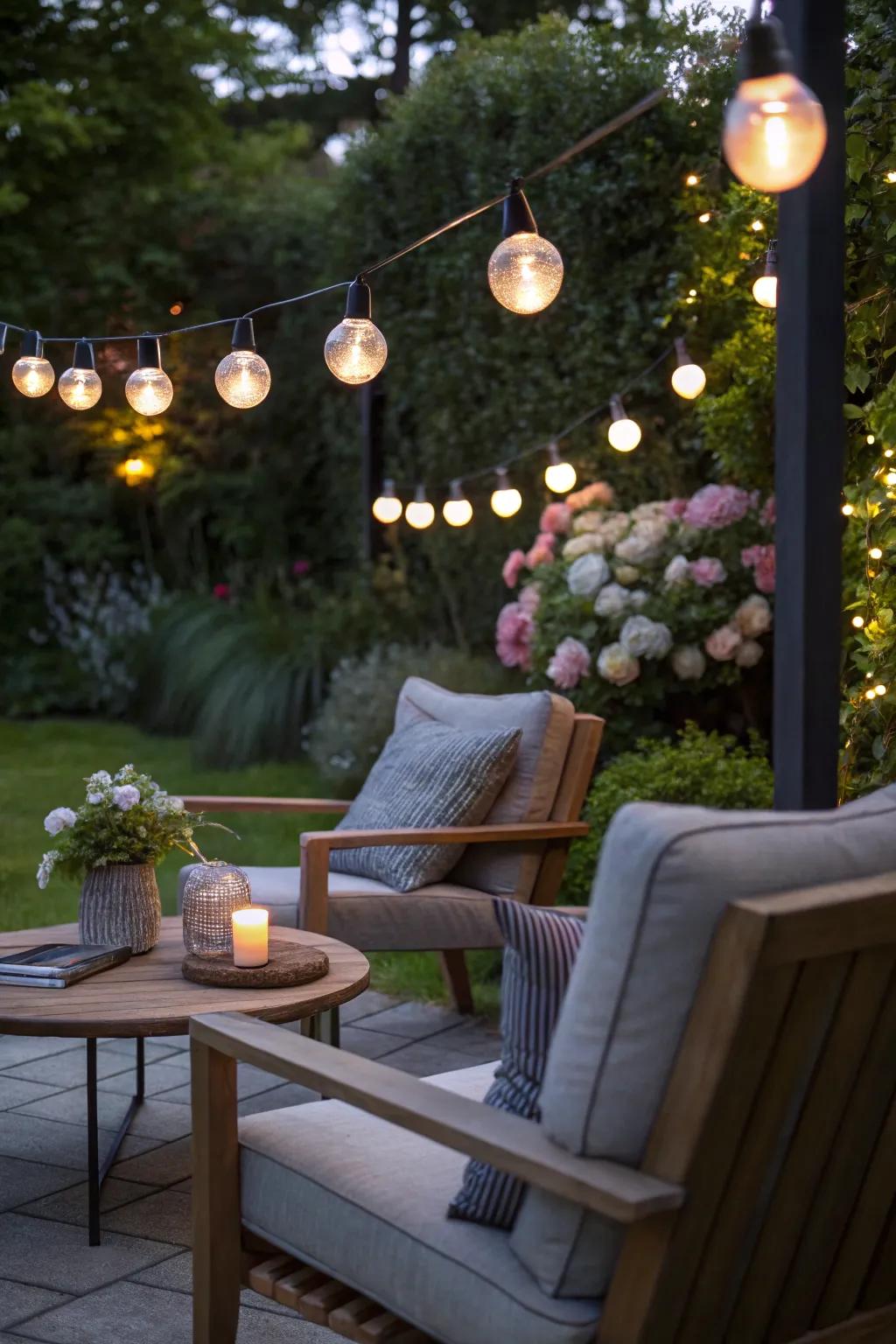 Orb lights infuse elegance and ambiance.