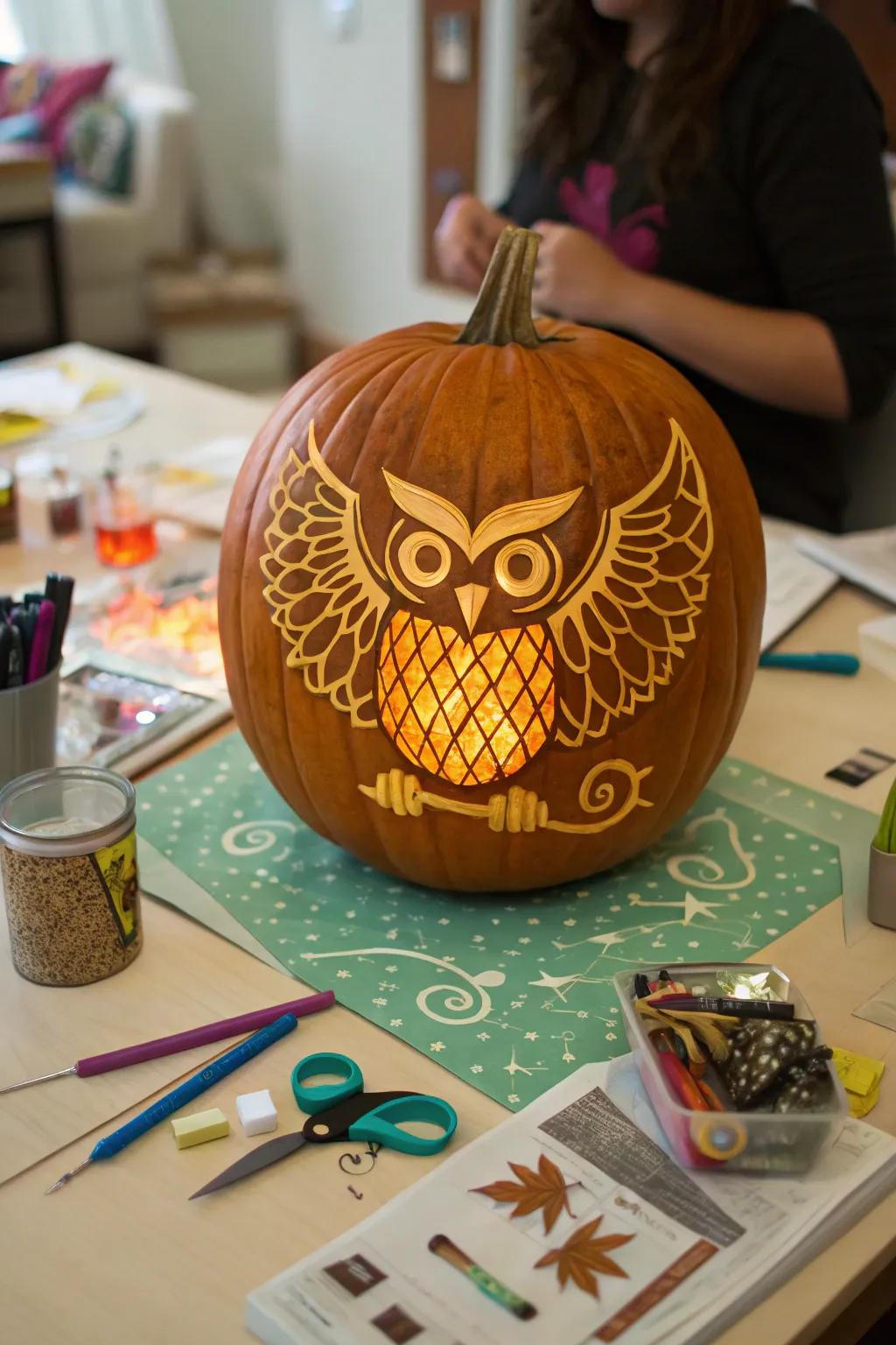 A fantastical fairy winged owl for a magical, creative turn.
