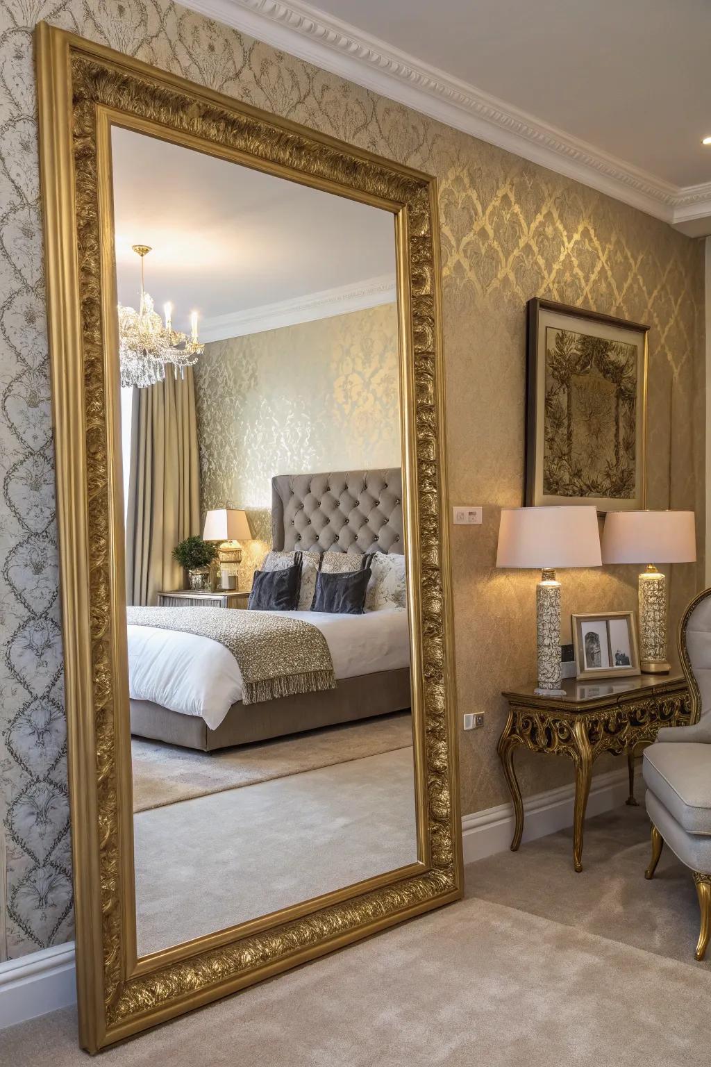 A gilded mirror can boost light and elegance in your area.