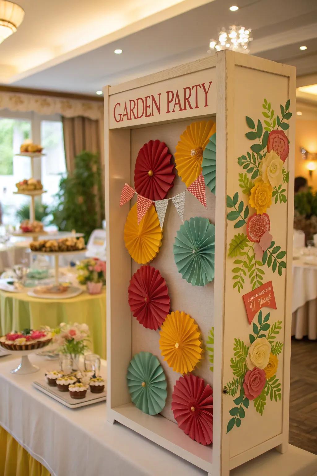 A garden party shadow box brings festive joy to your home.
