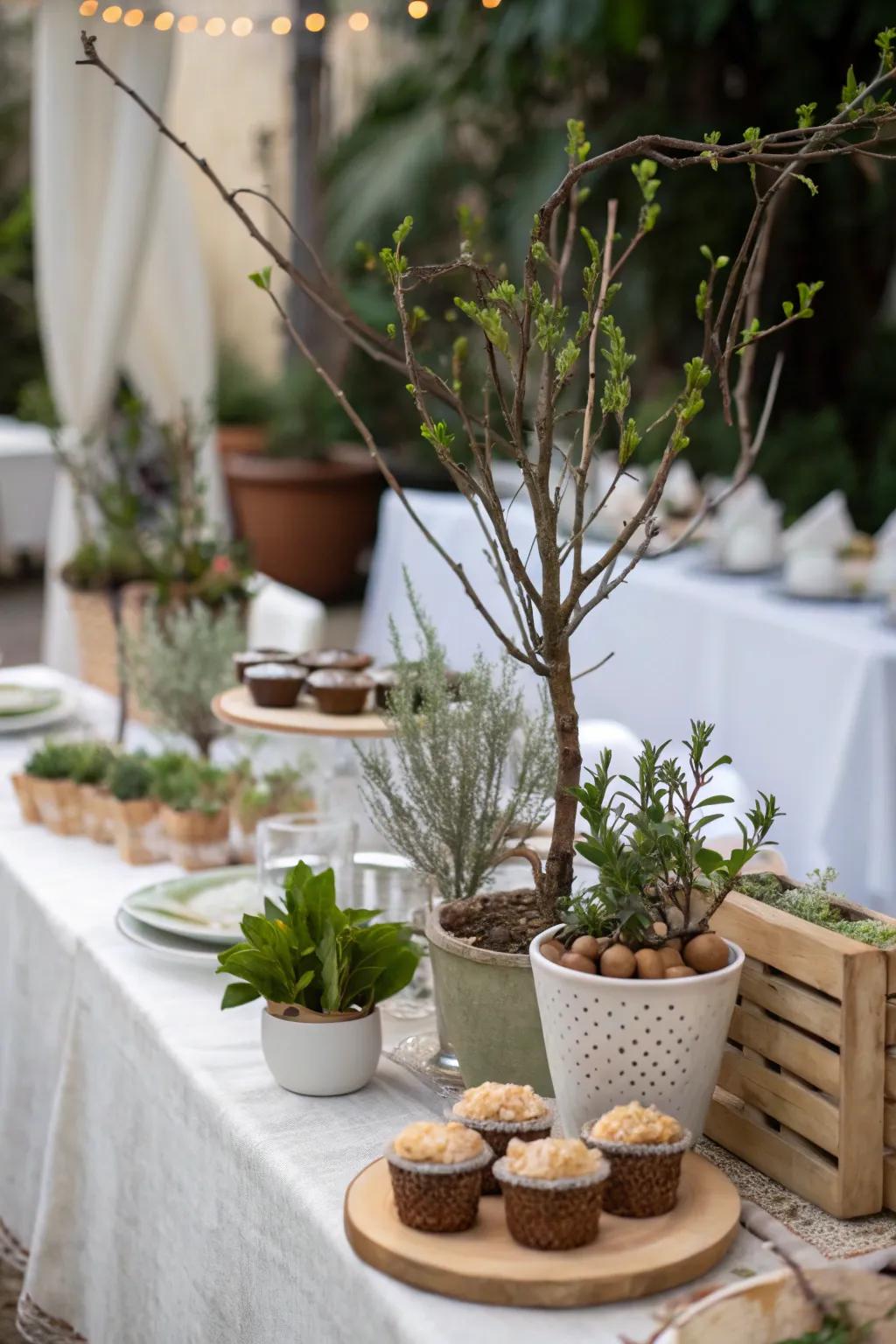 Natural elements adding an earthy vibe to the table
