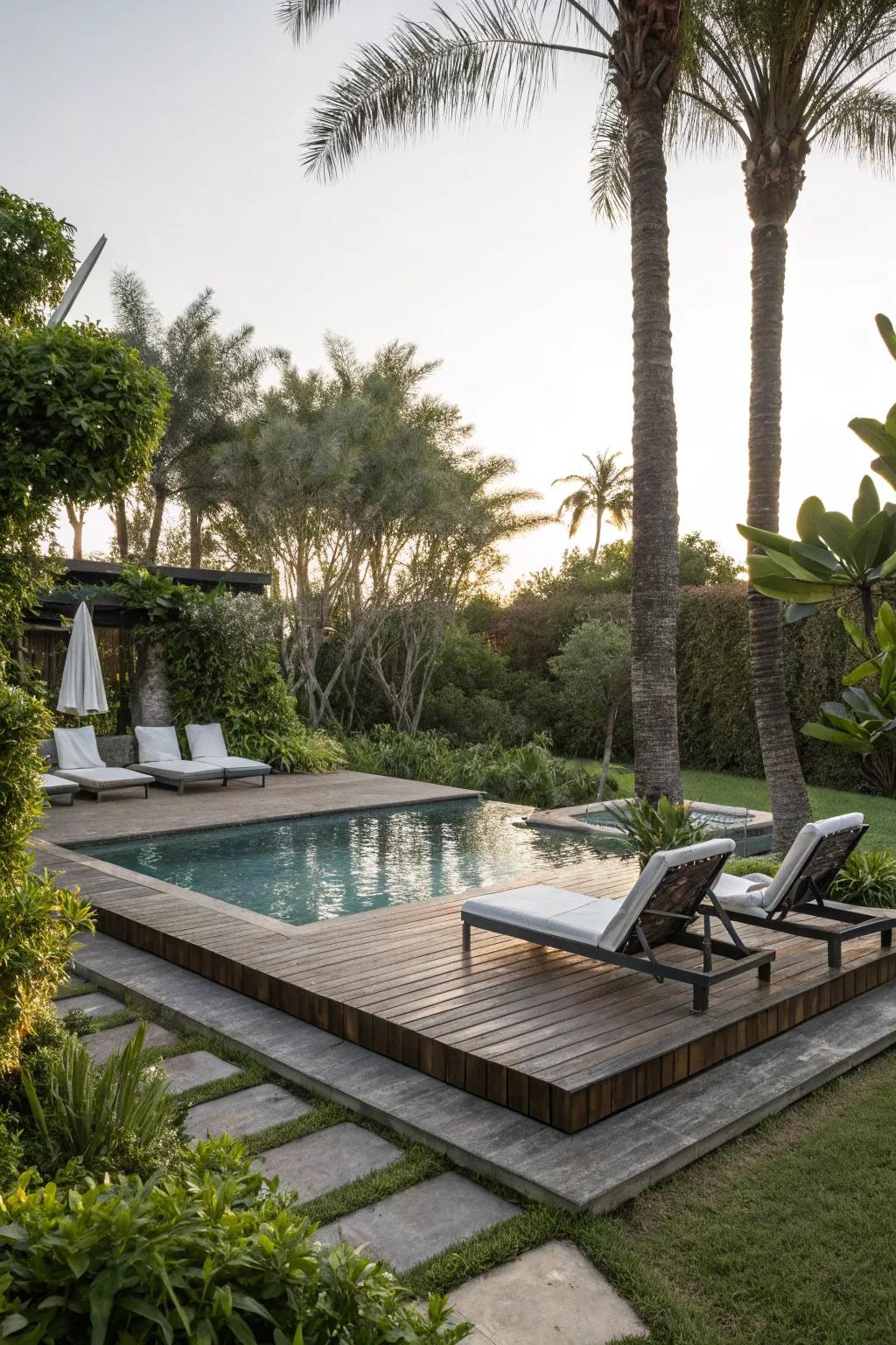 Raised stages provide distinct zones designed for relaxation.
