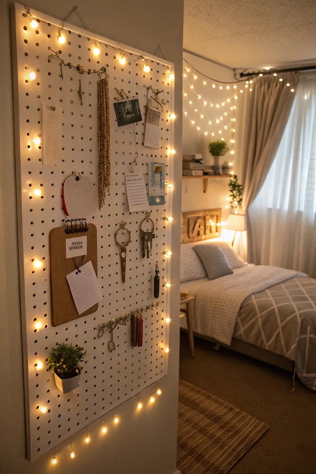 Elevate atmosphere with custom pegboard illumination.