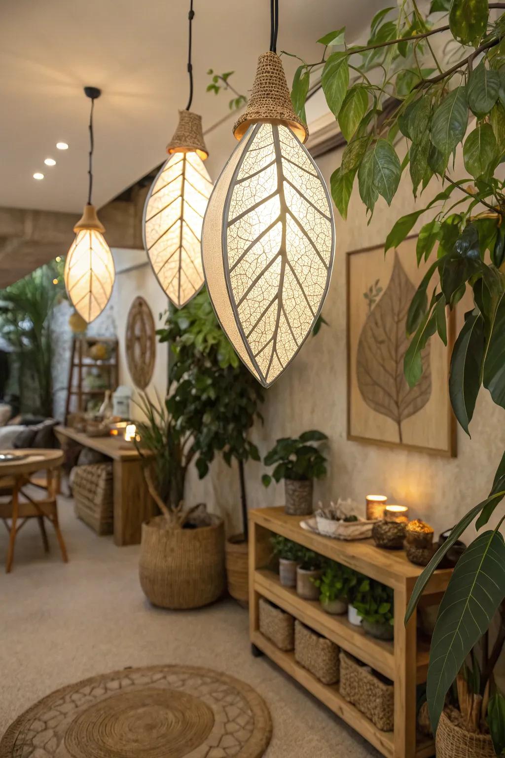 Nature-inspired pendants bring the outdoors in.