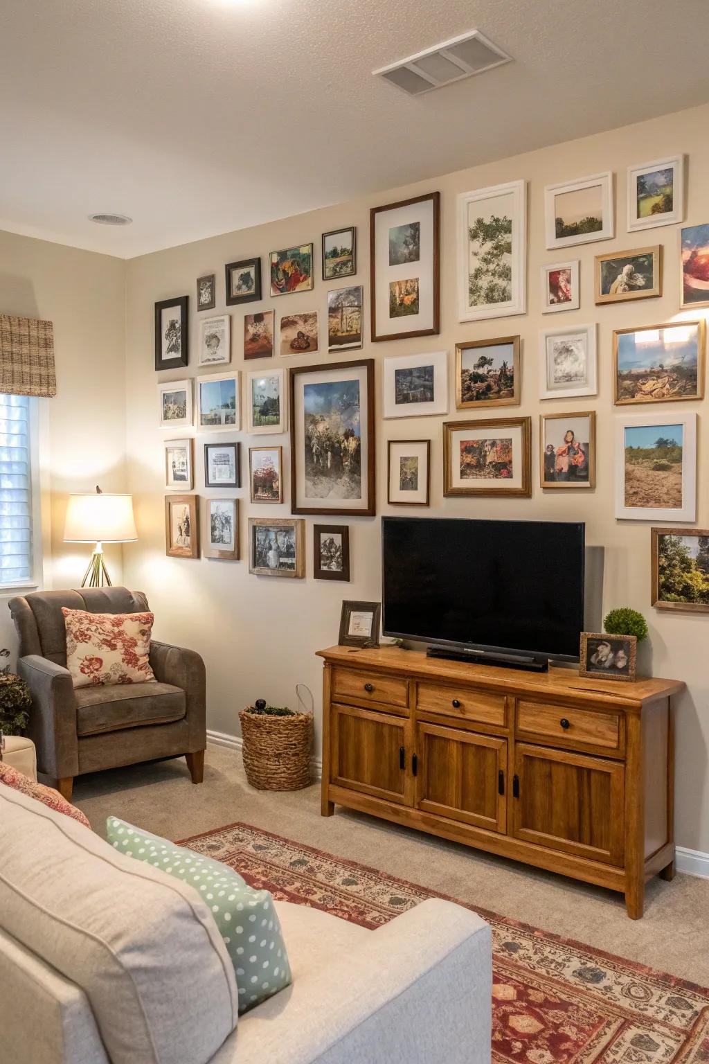 A photo backdrop showcasing a montage of personal memories, establishing a treasured gathering location.