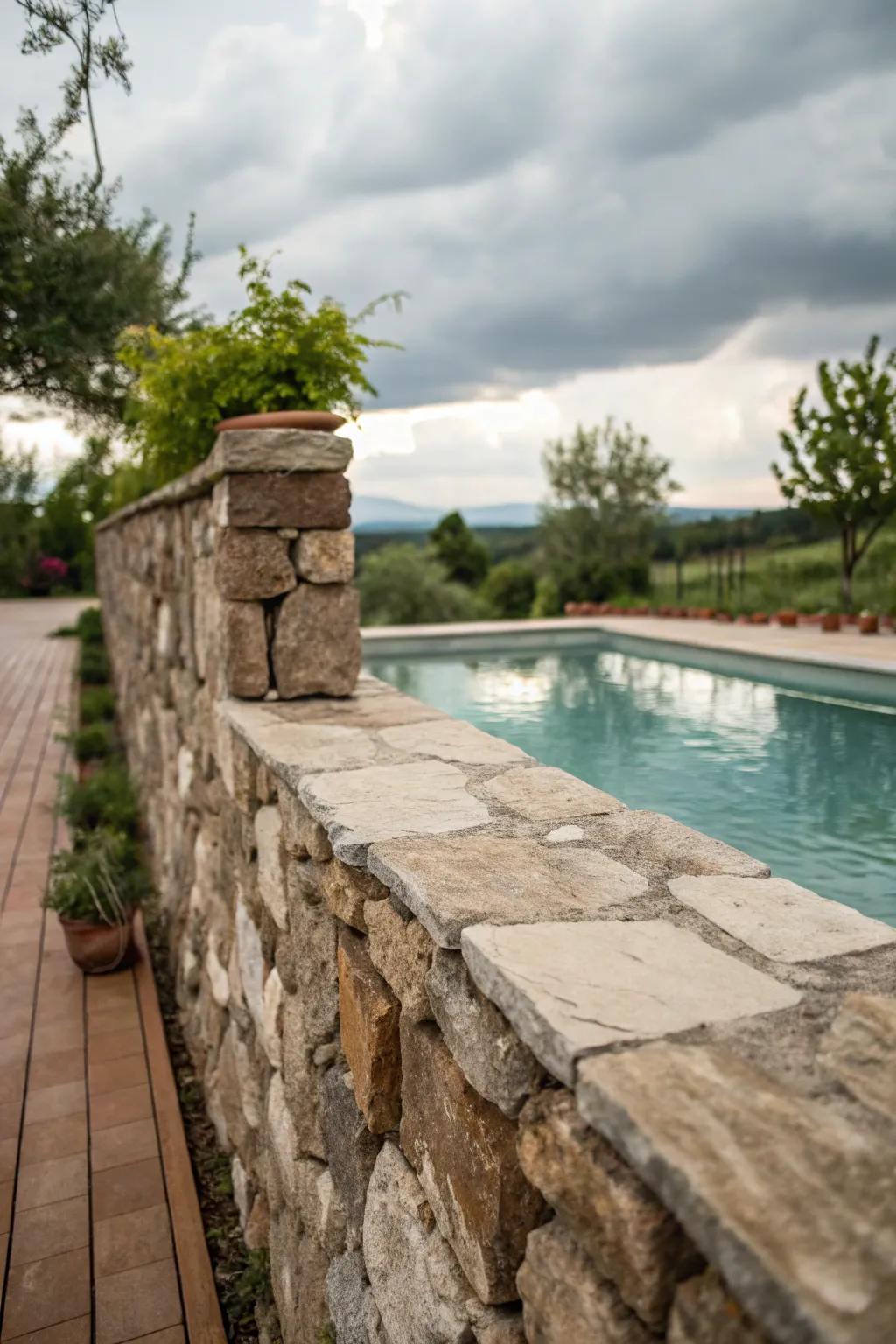 A pebble structure offers timeless privacy and charm.
