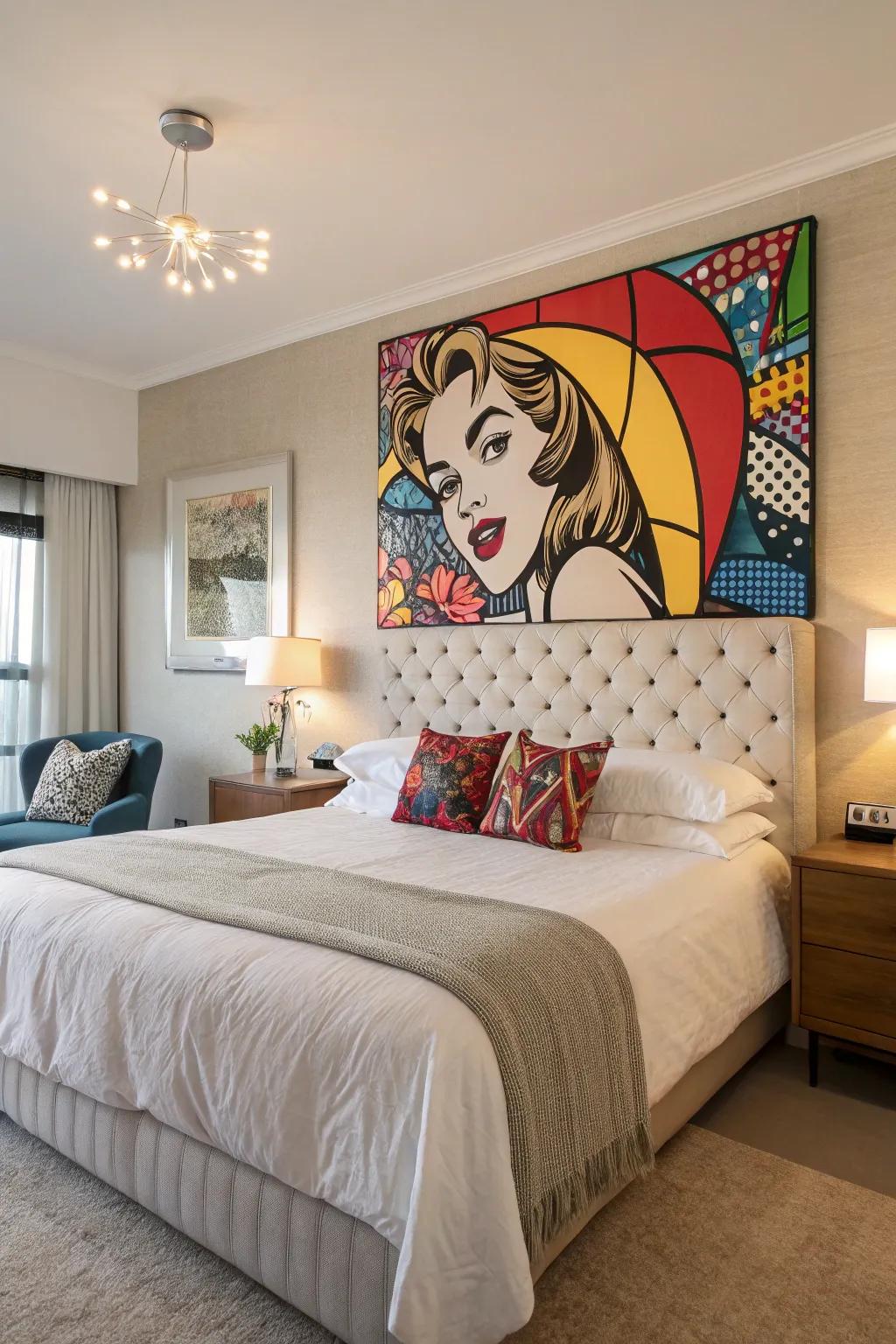 An artistic bed frame transforms the bed into a statement piece.
